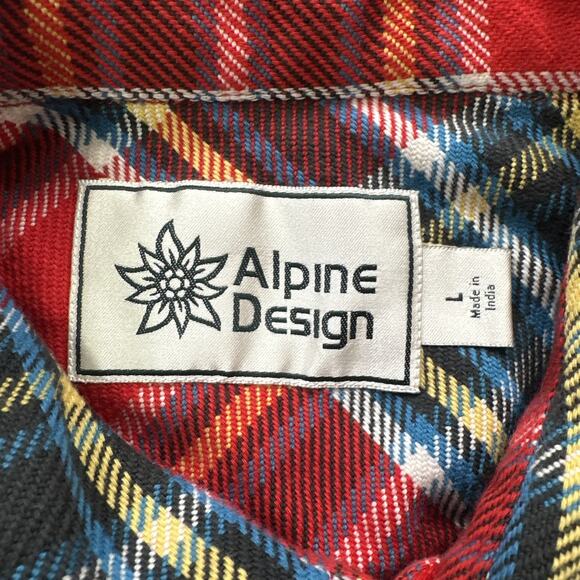 Alpine Design Heavyweight Flannel Shirt Men’s Size Large Red Blue Yellow Plaid - Picture 7 of 12